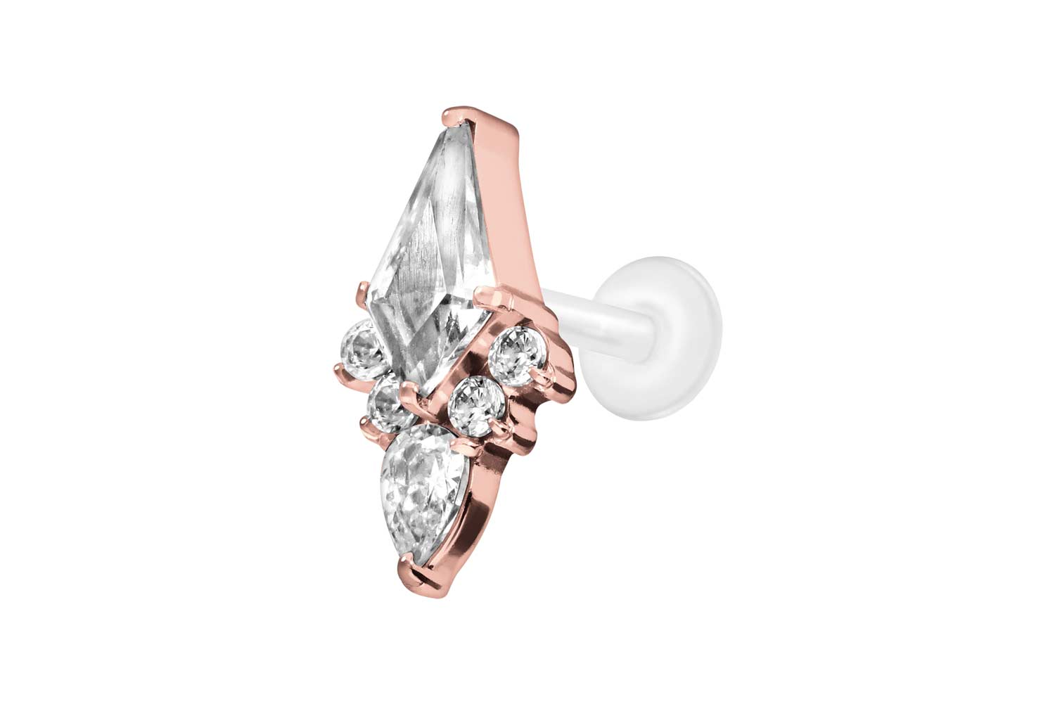 PTFE Labret Piercing mit Innengewinde + Titan-Aufsatz KRISTALLSCHILD